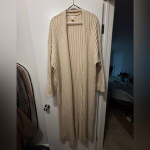 H&M Beige Ribbed Knit Cardigan